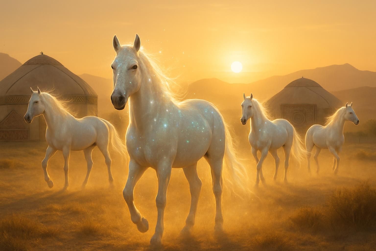 découvrez comment au turkménistan, les chevaux 'célestes' sont vénérés comme des divinités, symboles de puissance et de spiritualité dans la culture locale.