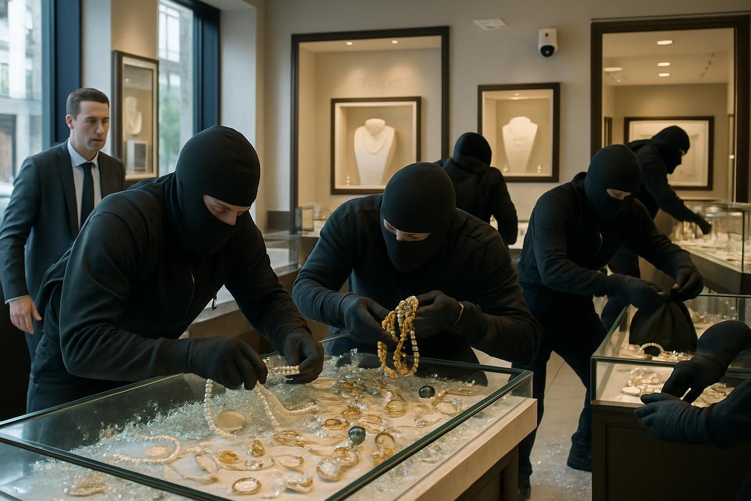 découvrez les images exclusives du coup éclair où 1,7 million de dollars en bijoux ont été dérobés en une minute aux états-unis. une affaire spectaculaire dévoilée par la justice américaine.