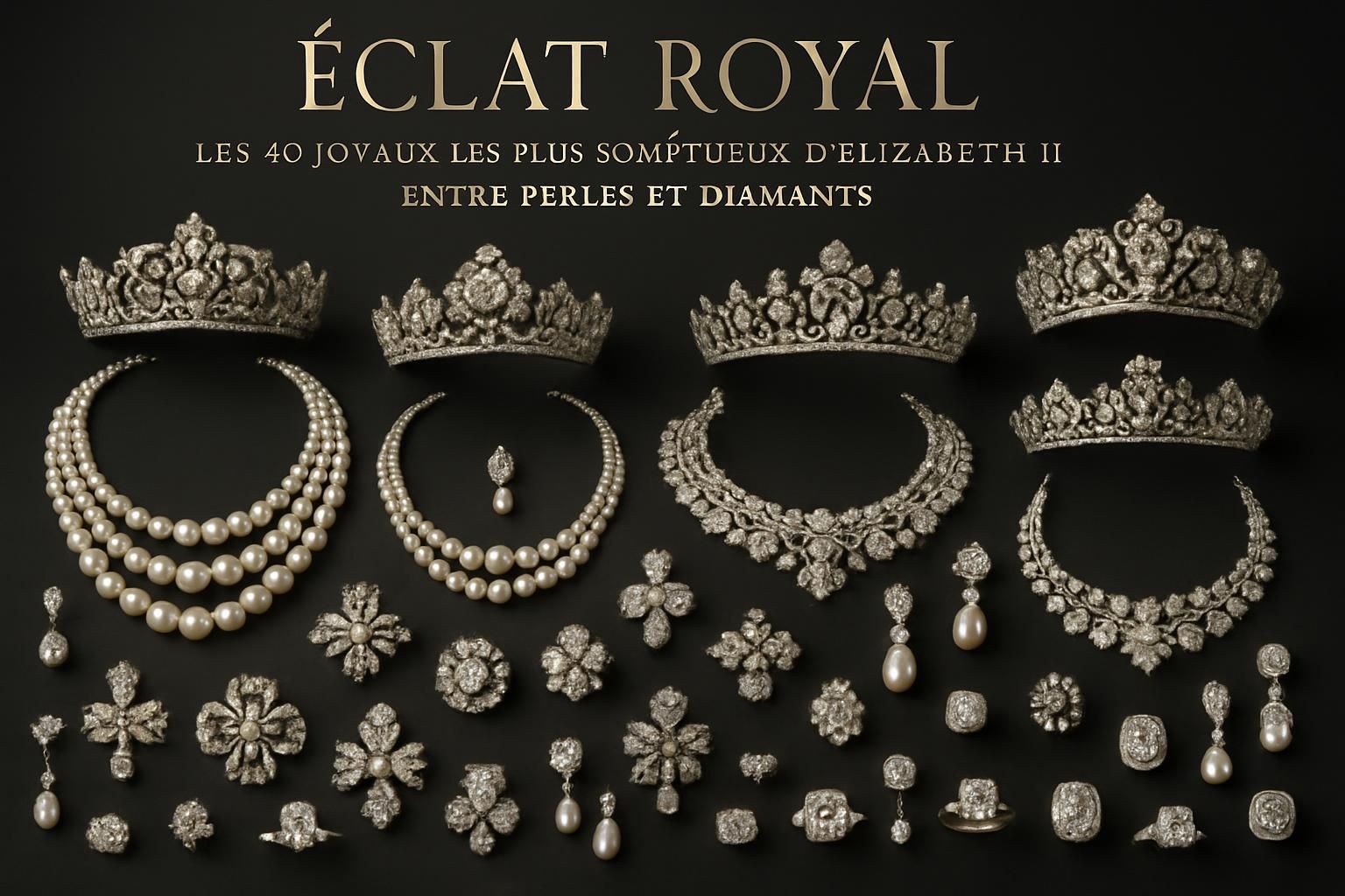 découvrez les 40 joyaux les plus somptueux d'elizabeth ii, un éclat royal mêlant perles élégantes et diamants étincelants qui racontent l'histoire d'une monarchie intemporelle.