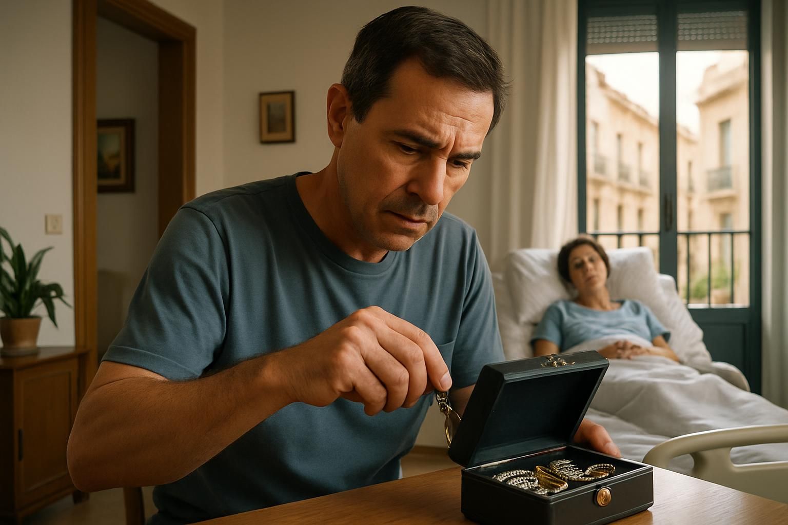 en espagne, un homme abuse de la confiance de sa voisine hospitalisée pour s'introduire chez elle et voler argent et bijoux à l'aide de ses clés.