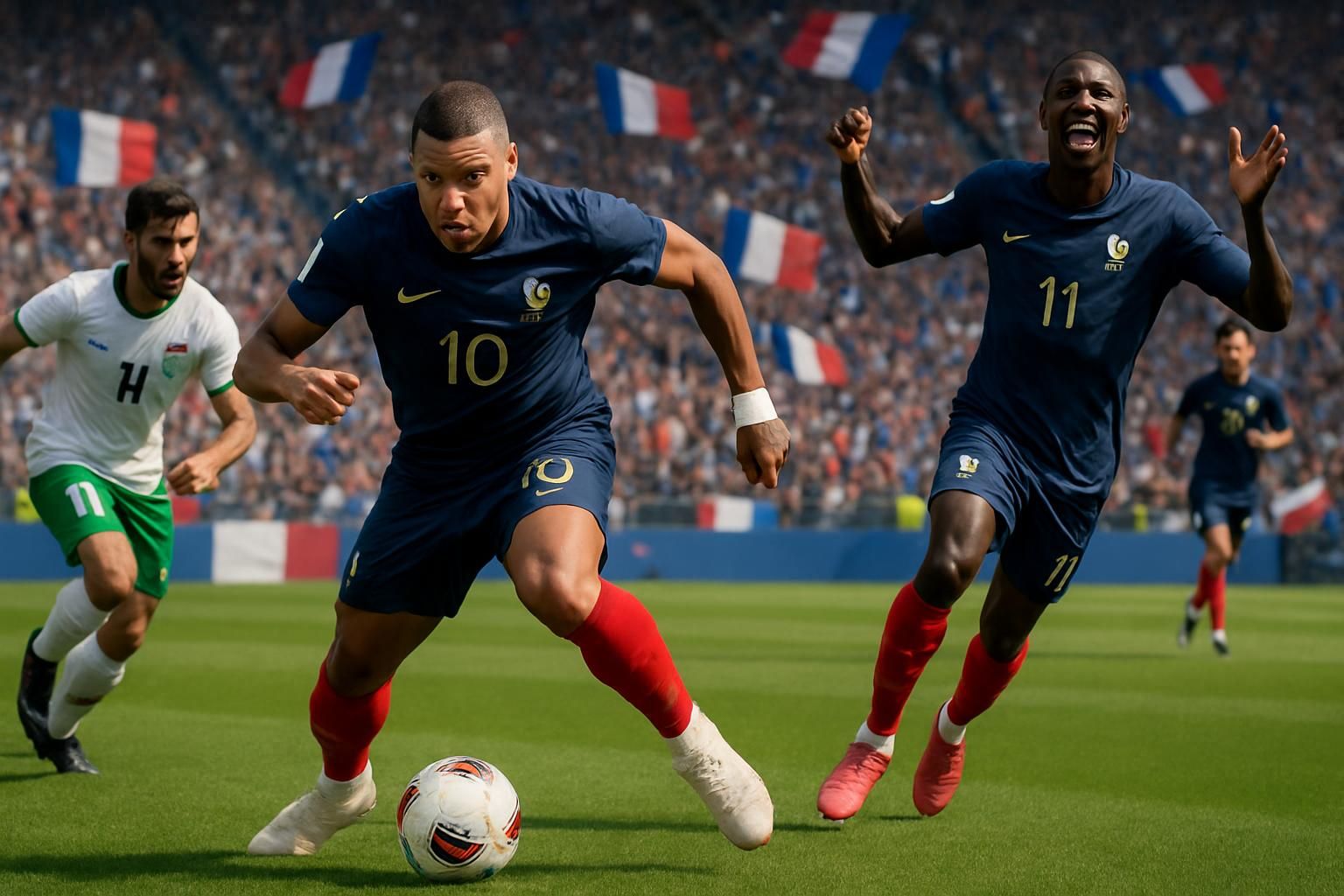 revivez les moments forts du match france-irak avec mbappé irrésistible et dembélé libéré, à travers les trois buts spectaculaires des bleus en vidéo.