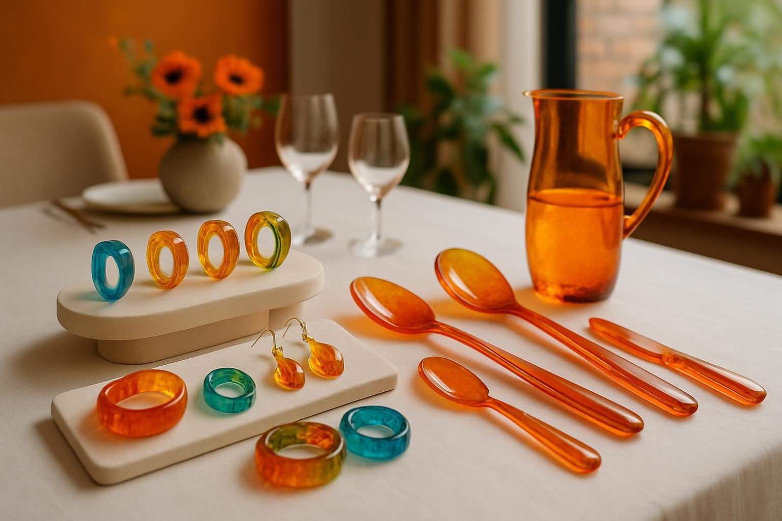 découvrez les jeudis d'orange, une célébration unique de l'art de la résine avec des bijoux élégants et des ustensiles de cuisine innovants mis à l'honneur.