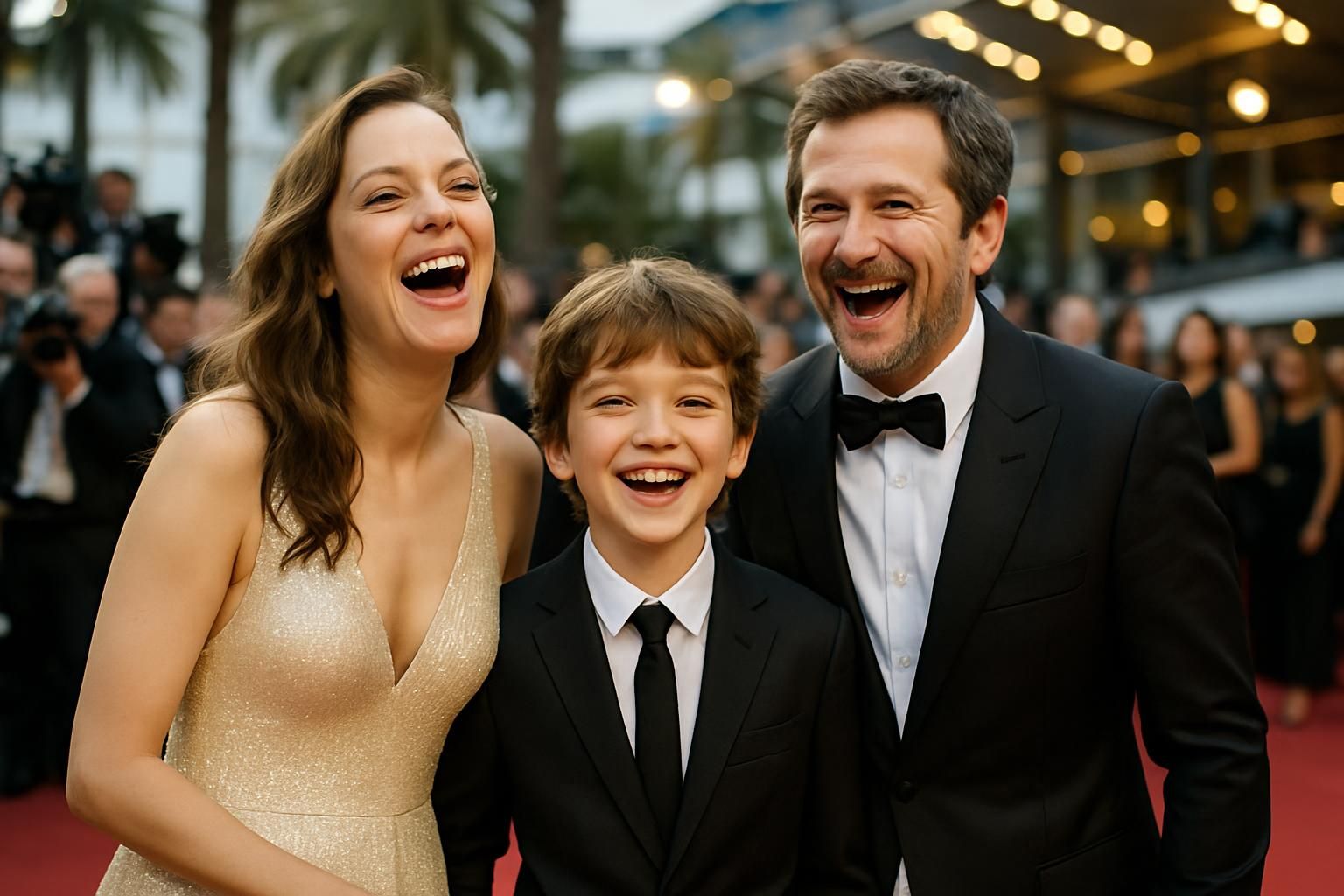 marion cotillard et guillaume canet rayonnent de bonheur en compagnie de leur fils marcel sur le tapis rouge du festival, partageant un moment familial inoubliable sous les projecteurs.