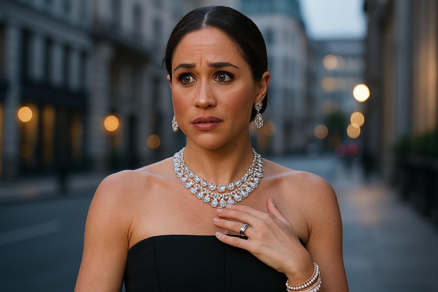 meghan markle exhibe des bijoux somptueux, suscitant des préoccupations concernant un risque potentiel d'enlèvement.