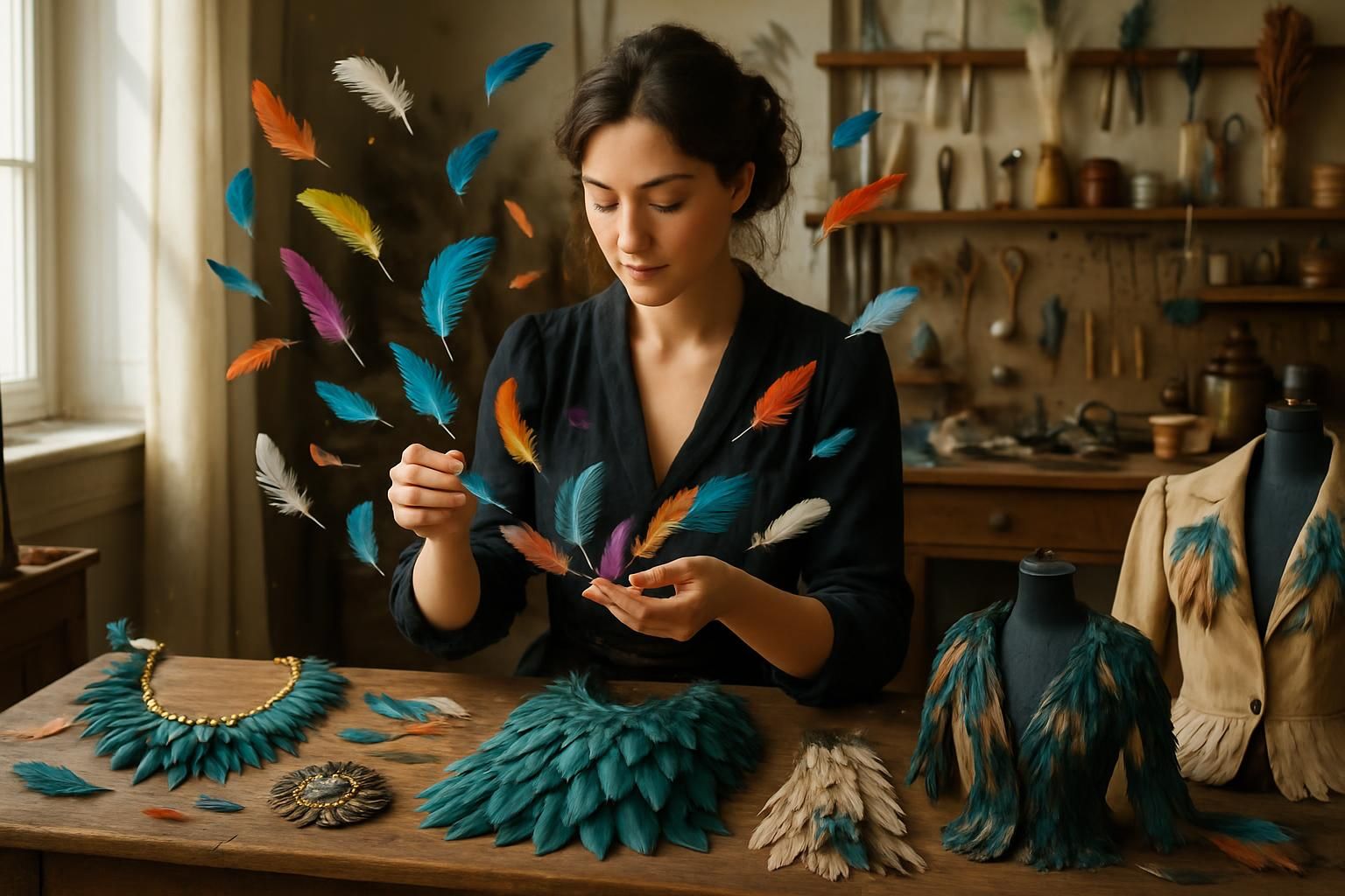 découvrez l'art fascinant de la plumasserie avec une créatrice talentueuse qui transforme les plumes en bijoux et vêtements uniques, alliant élégance et originalité.